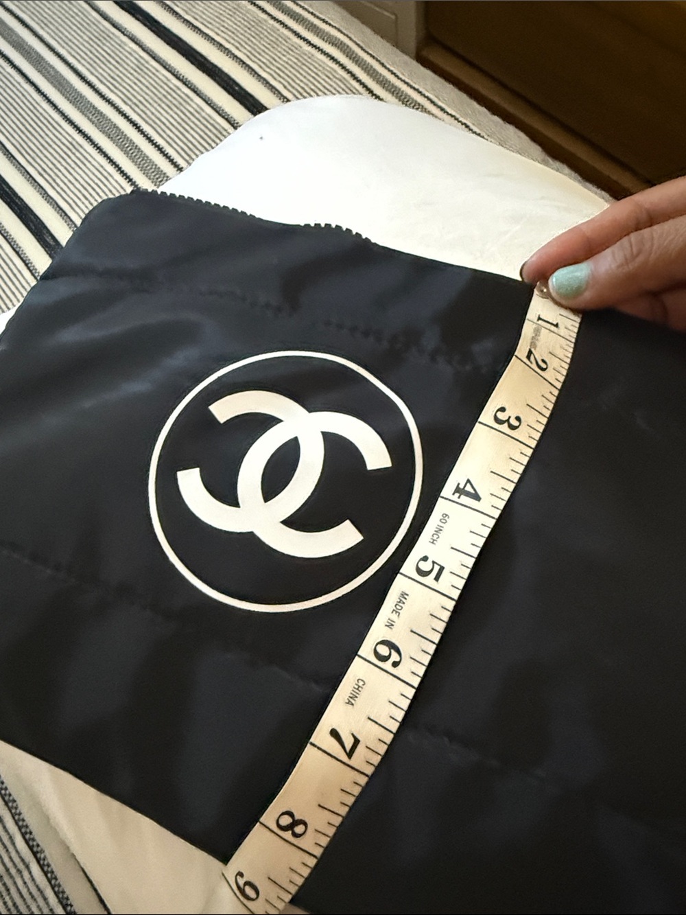 CHANEL Black Quilted Toiletry Pouch with White CC Logo - Picture 9 of 9